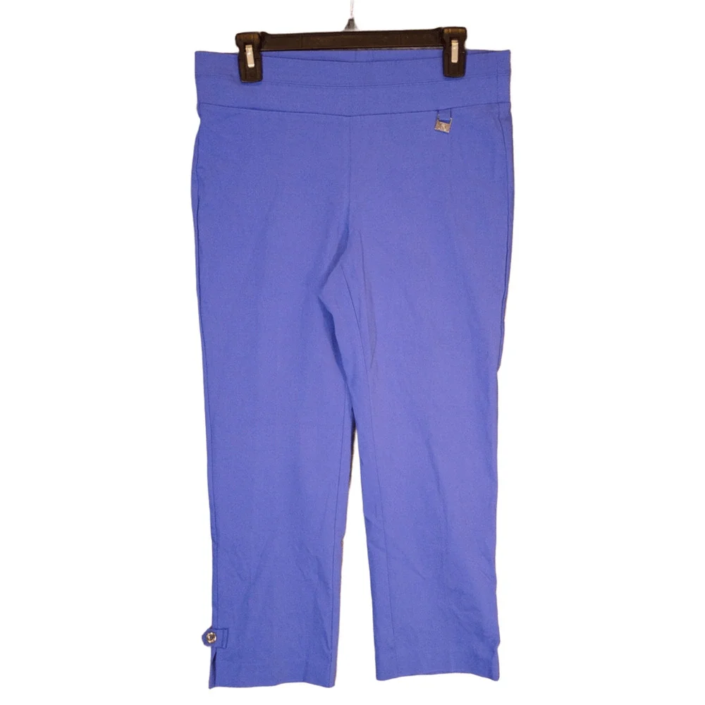 Raffaella Women's 8 Blue Stretch Pull-On Capri Pants Cropped Everyday Casual - Picture 1 of 14